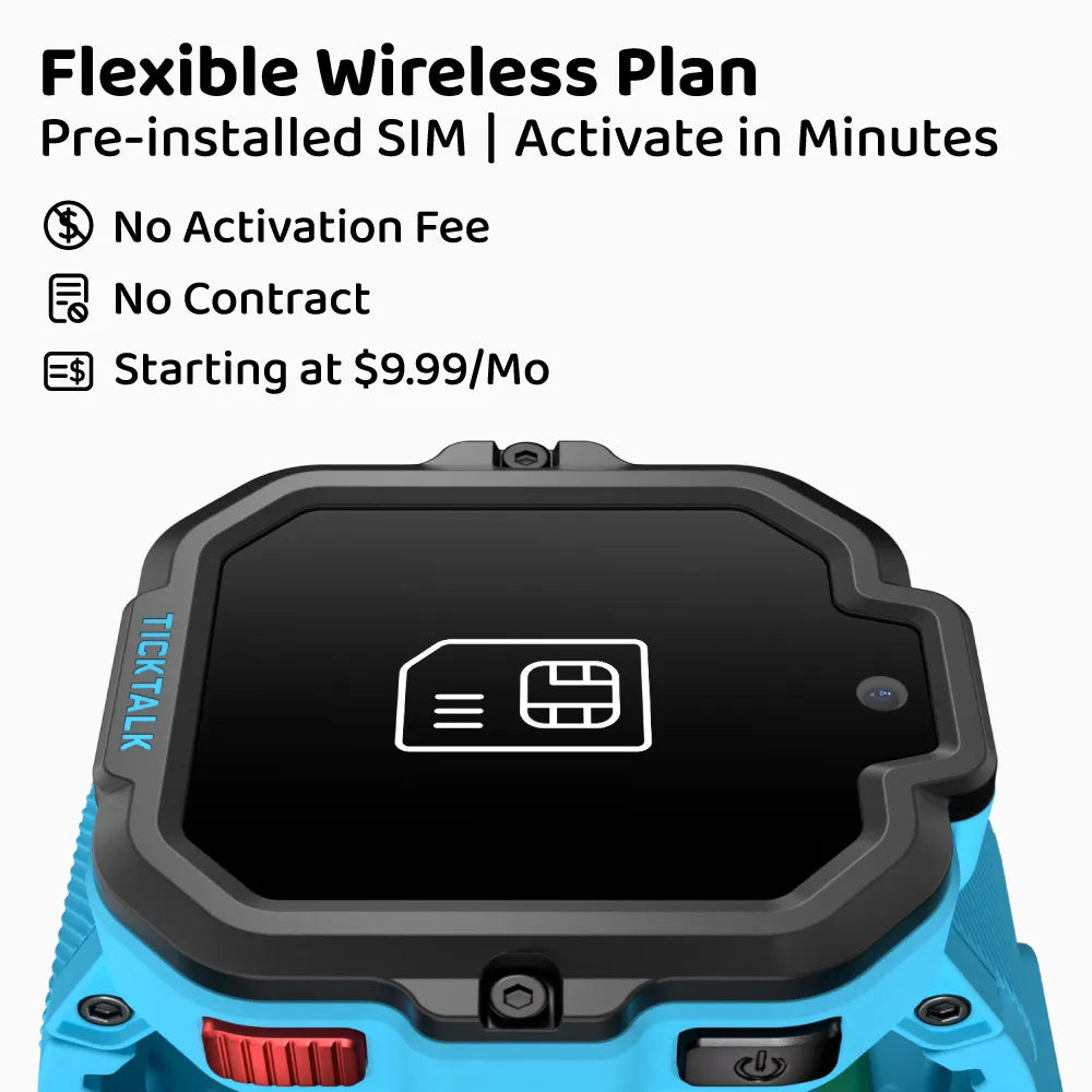 TickTalk 5 Smartwatch with Pre-Installed SIM – Flexible Wireless Plan, No Contract, AT&T, T-Mobile Network #blue