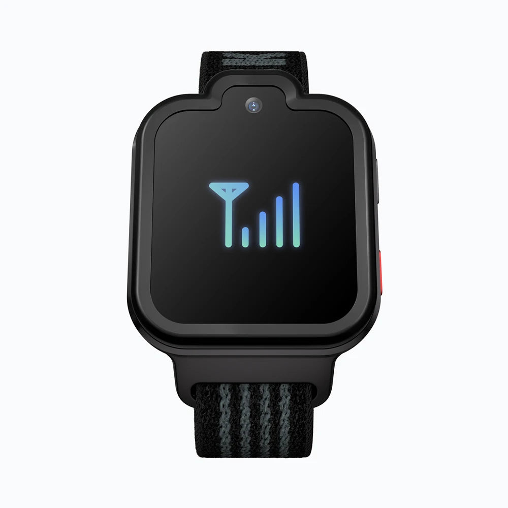 Black TickTalk 6 kids smartwatch displaying cellular signal status. 