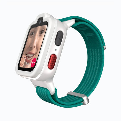 White TickTalk 6 kids smartwatch displaying a video call. 