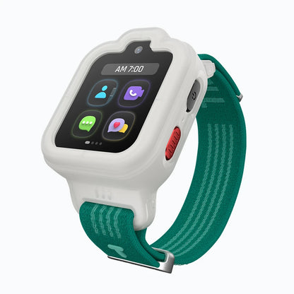 White TickTalk 6 protective case installed on a kids smartwatch.